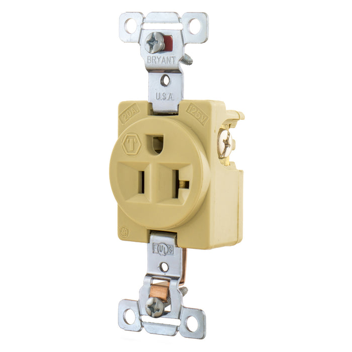 Bryant Single Receptacle Commercial/Industrial Grade 20A 125V 5-20R Ivory (5351I)