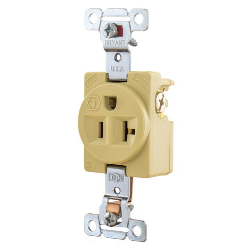 Bryant Weather Resistant Receptacle Single Industrial Grade 20A 125V Ivory (5361IWR)