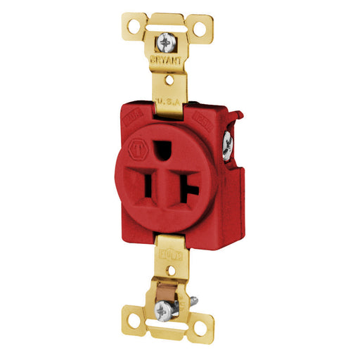 Bryant Weather Resistant Receptacle Single Industrial Grade 20A 125V Red (5361REDWR)