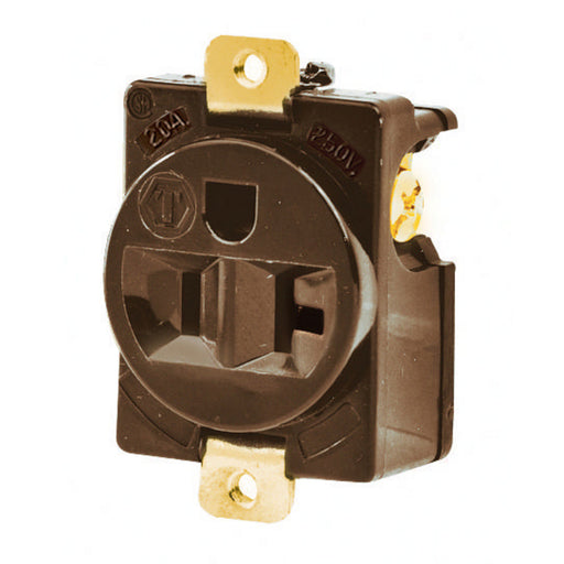 Bryant Weather Resistant Receptacle Pan Mount Back And Side Wired Industrial Grade 20A 125V Brown (5384WR)