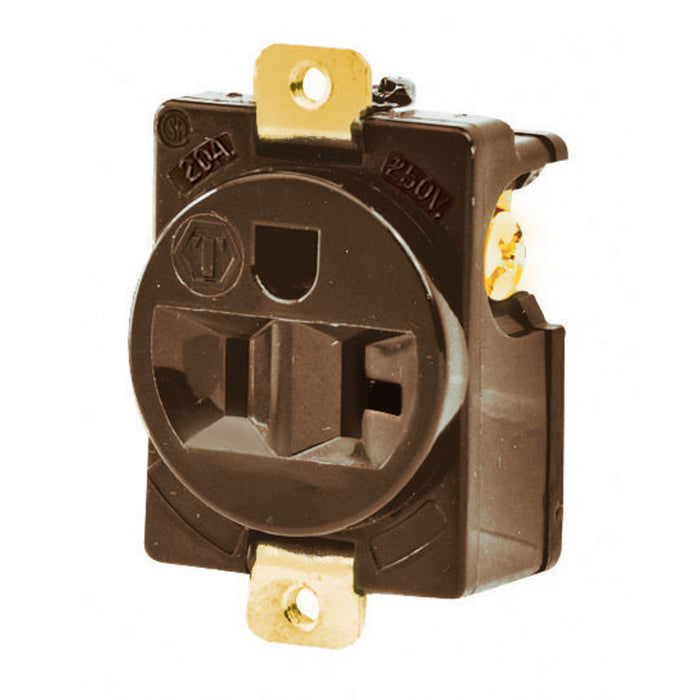 Bryant Weather Resistant Receptacle Pan Mount Back And Side Wired Industrial Grade 20A 125V Brown (5384WR)