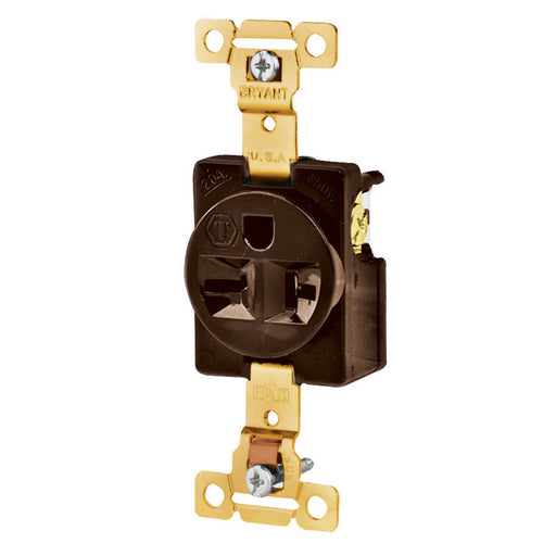 Bryant Single Receptacle Industrial Grade 20A 250V 6-20R Brown (5461)