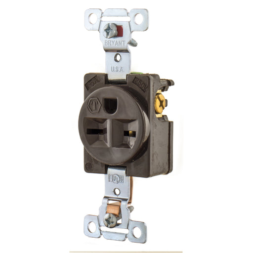 Bryant Single Receptacle Industrial Grade 15A 250V 6-15R Brown (5661)