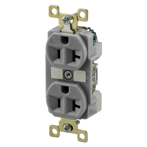 Bryant Weather Resistant Receptacle Duplex Side And Back Wired Industrial Grade 20A 125V Gray (BRY5362GRYWR)