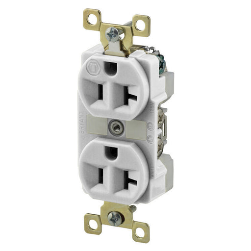 Bryant Weather Resistant Receptacle Duplex Side And Back Wired Industrial Grade 20A 125V White (BRY5362WWR)