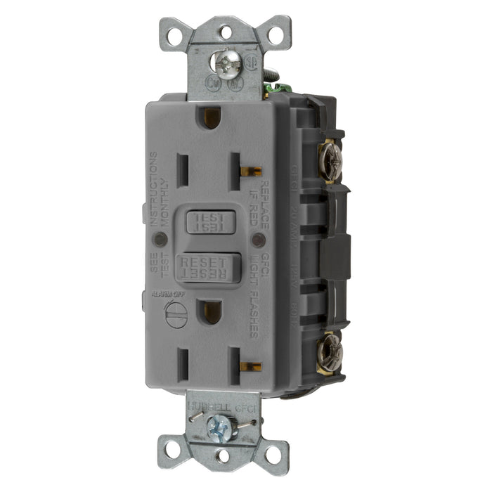 Bryant 20A Commercial Self-Test Alarm Ground Fault Receptacle Gray (GFRST20GYB)