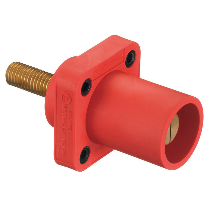 Bryant Single-Pole 400A Male Receptacle Screw Threaded Red (HBLMRTR)
