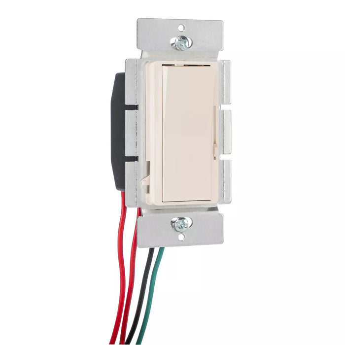 Bryant Lighting Controls Residential Rocker Dimmer Switch 200W LED/Compact Fluorescent 600W Incandescent 1.5A Single Pole Three-Way 120V Light Almond (LCD150DLA)