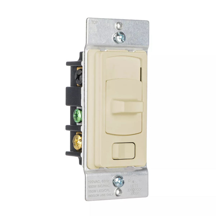 Bryant Lighting Controls Residential Slide Dimmer Switch 200W LED/Compact Fluorescent 600W Incandescent 1.5A Single Pole Three-Way 120V Ivory (LCD150SI)