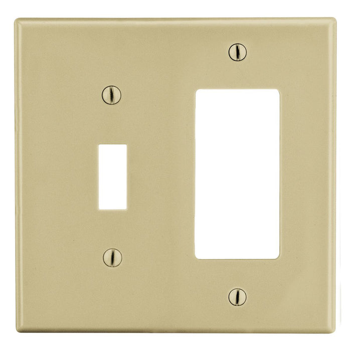 Bryant Wall Plate Mid-Size 2-Gang 1 Toggle/1 Decorator Ivory (PJ126I)