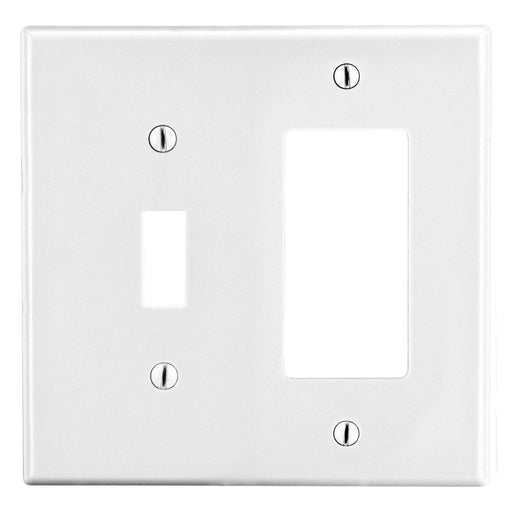 Bryant Wall Plate 2-Gang 1 Toggle/1 Decorator White (P126W)