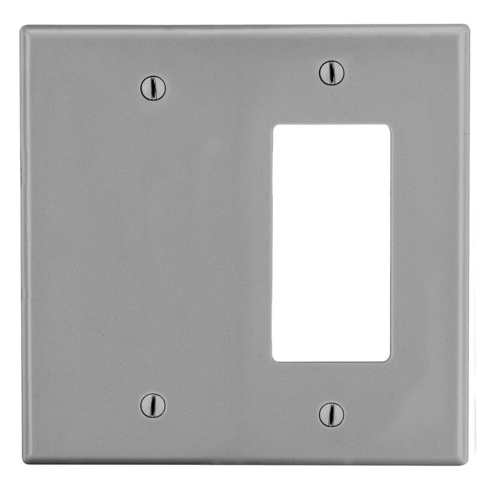 Bryant Wall Plate Mid-Size 2-Gang 1 Decorator/1 Blank Gray (PJ1326GY)