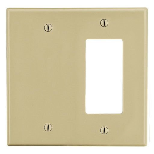 Bryant Wall Plate 2-Gang 1 Decorator/1 Blank Ivory (P1326I)