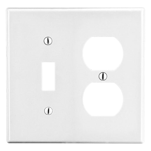 Bryant Wall Plate Mid-Size 2-Gang 1 Duplex/1 Toggle White (PJ18W)