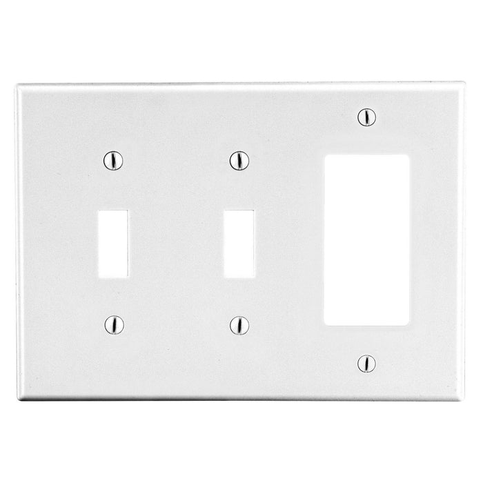 Bryant Wall Plate Mid-Size 3-Gang 2 Toggle/1 Decorator White (PJ226W)