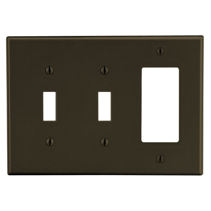 Bryant Wall Plate Mid-Size 3-Gang 2 Toggle/1 Decorator Brown (PJ226)