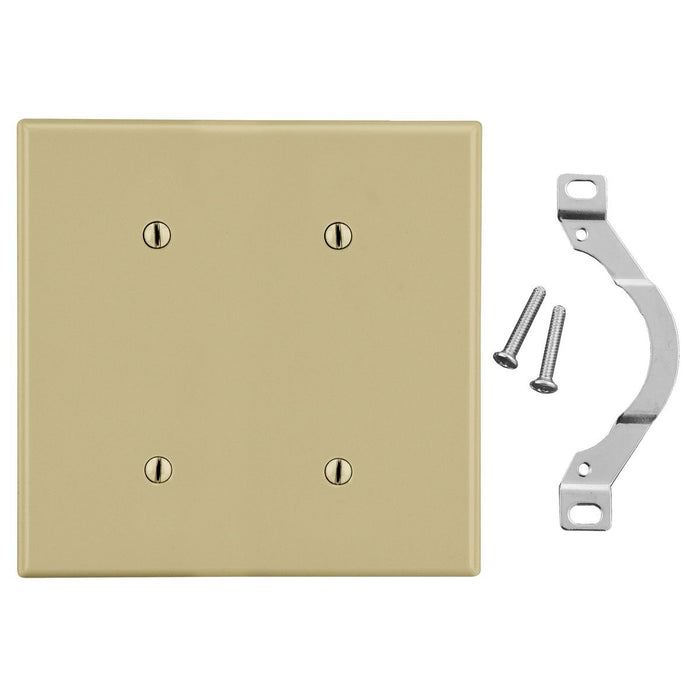 Bryant Wall Plate 2-Gang 2 Strap Mount Blank Ivory (P24I)