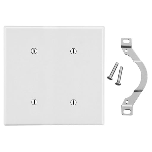 Bryant Wall Plate 2-Gang 2 Strap Mount Blank White (P24W)