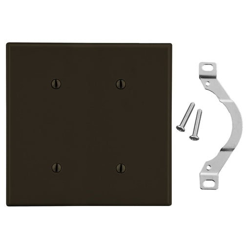 Bryant Wall Plate 2-Gang 2 Strap Mount Blank Brown (P24)