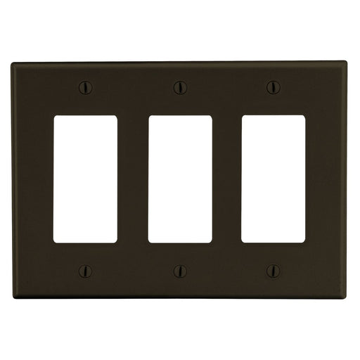 Bryant Wall Plate Mid-Size 3-Gang 3 Decorator Brown (PJ263)