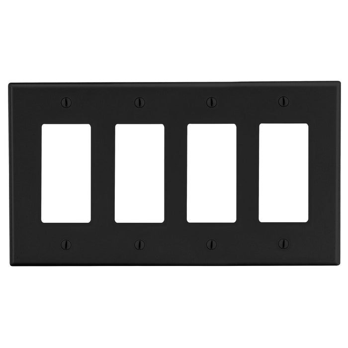 Bryant Wall Plate 4-Gang 4 Decorator Black (P264BK)