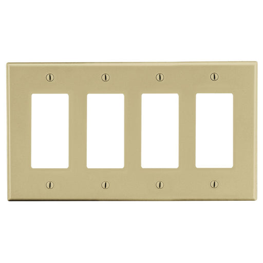 Bryant Wall Plate Mid-Size 4-Gang 4 Decorator Ivory (PJ264I)