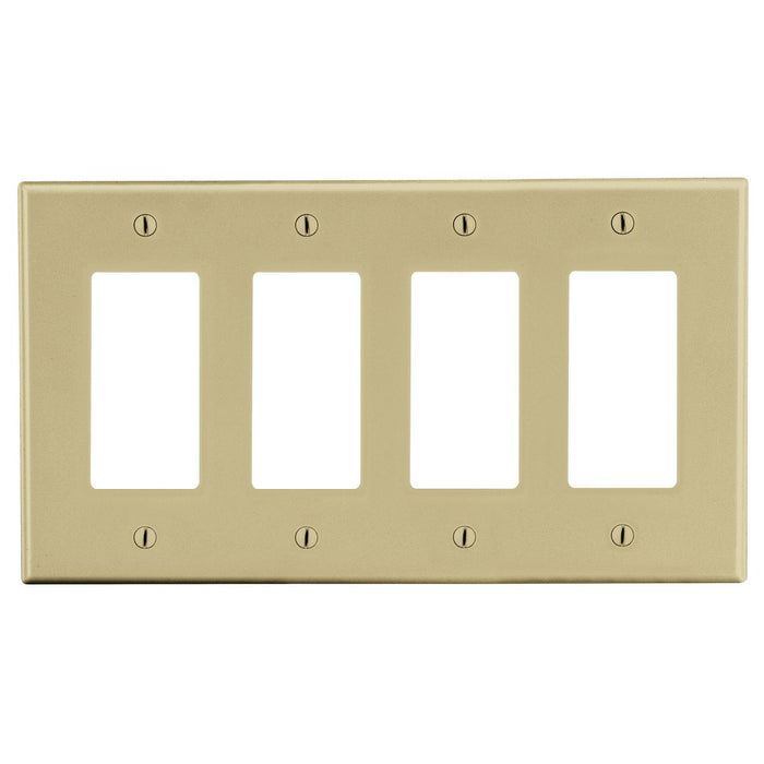 Bryant Wall Plate Mid-Size 4-Gang 4 Decorator Ivory (PJ264I)