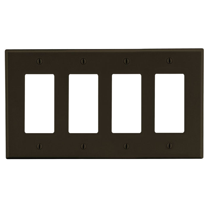 Bryant Wall Plate 4-Gang 4 Decorator Brown (P264)