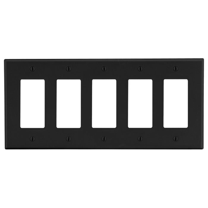 Bryant Wall Plate 5-Gang 5 Decorator Black (P265BK)