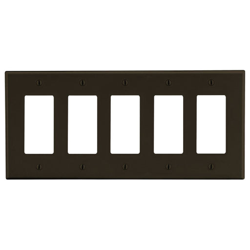 Bryant Wall Plate 5-Gang 5 Decorator Brown (P265)