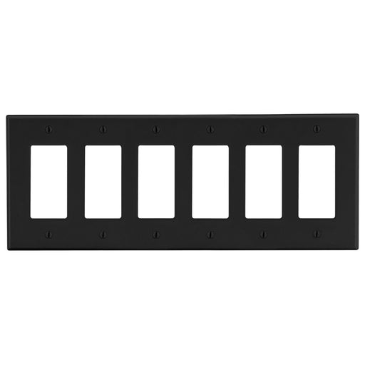 Bryant Wall Plate 6-Gang 6 Decorator Black (P266BK)