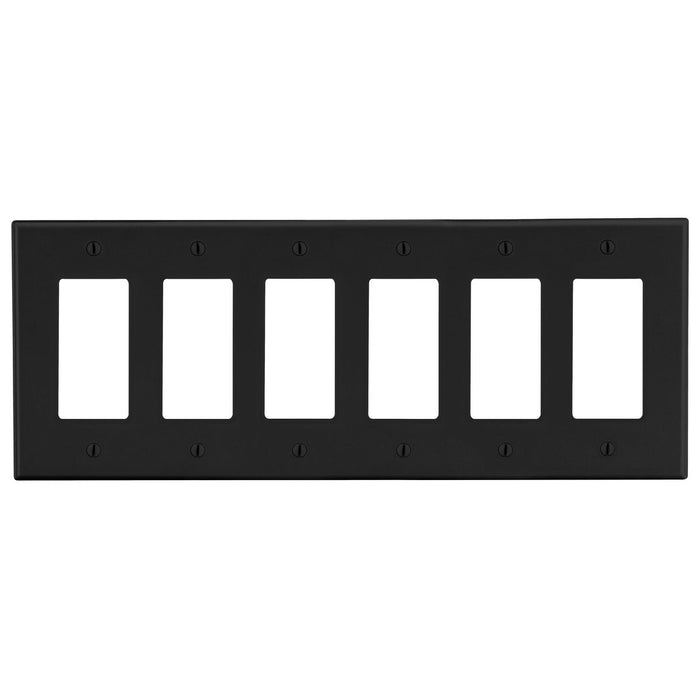 Bryant Wall Plate 6-Gang 6 Decorator Black (P266BK)