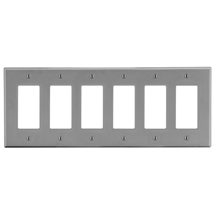 Bryant Wall Plate 6-Gang 6 Decorator Gray (P266GY)