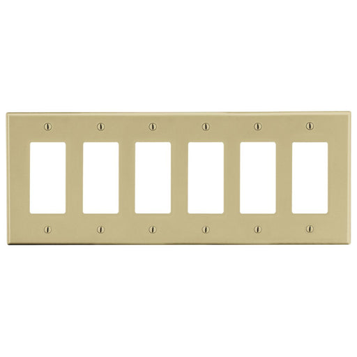 Bryant Wall Plate 6-Gang 6 Decorator Ivory (P266I)