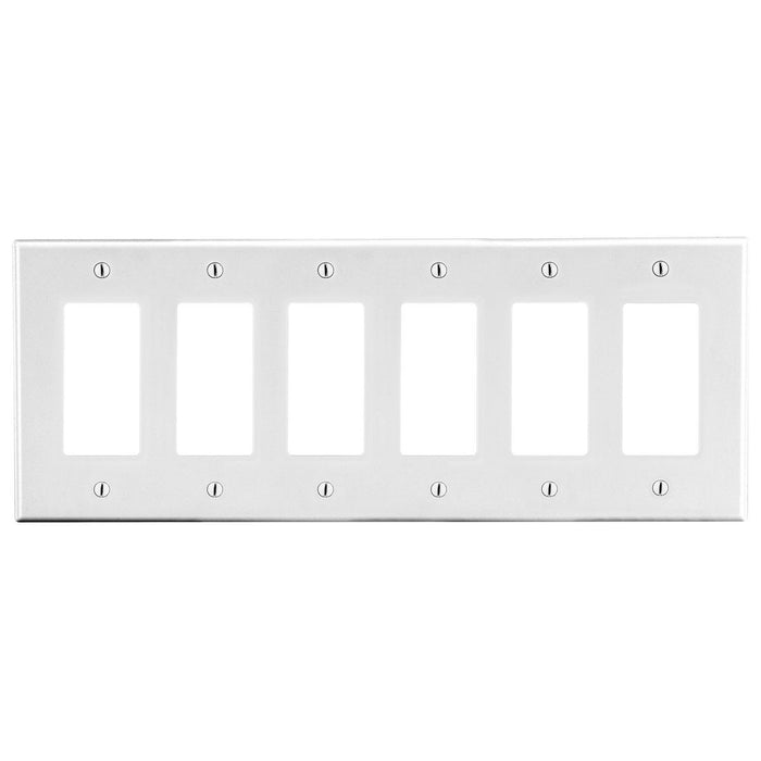 Bryant Wall Plate 6-Gang 6 Decorator White (P266W)