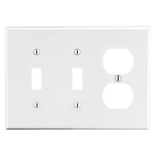 Bryant Wall Plate Mid-Size 3-Gang 2 Toggle/1 Duplex White (PJ28W)