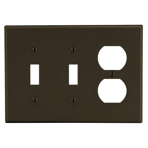 Bryant Wall Plate Mid-Size 3-Gang 2 Toggle/1 Duplex Brown (PJ28)