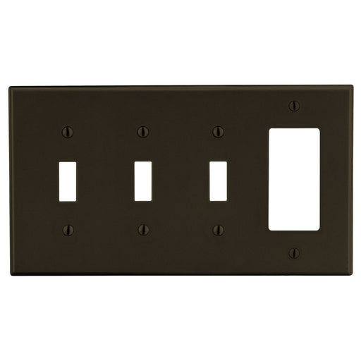 Bryant Wall Plate 4-Gang 3 Toggle/1 Decorator Brown (P326)