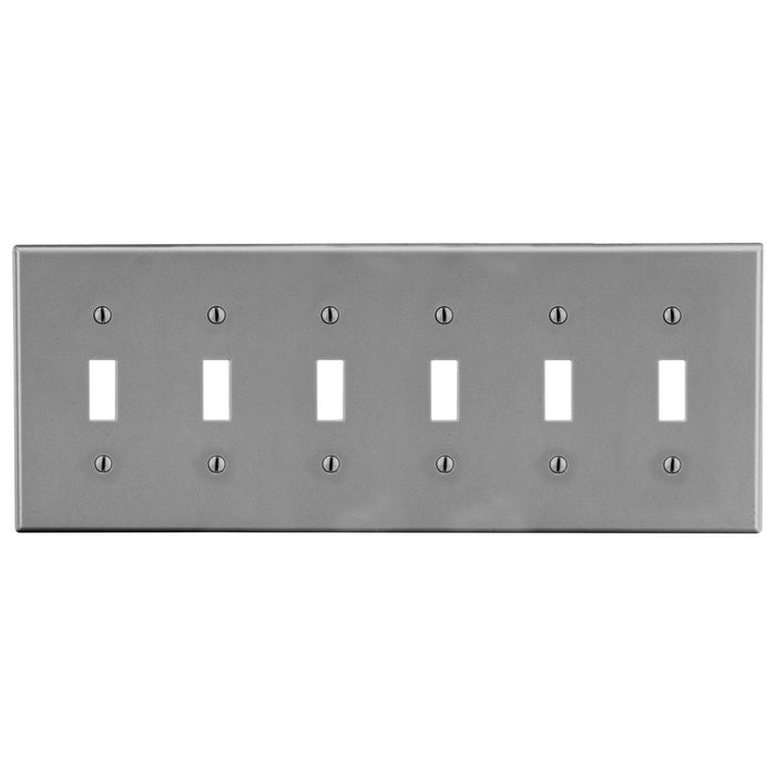 Bryant Wall Plate 6-Gang 6 Toggle Gray (P6GY)