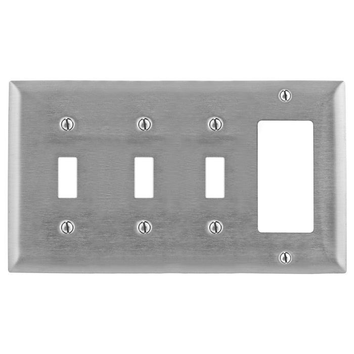 Bryant Wall Plate 4-Gang 3 Toggle/1 GFCI Stainless Steel (SS326)