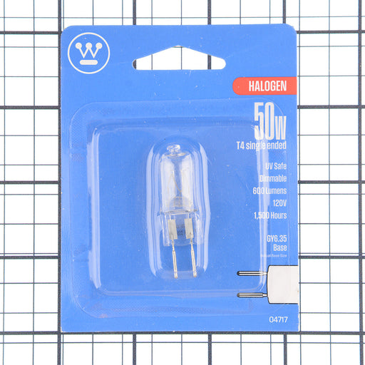 Westinghouse 50W T4 JCD Halogen Clear GY6.35 Base 120V (#0471700)