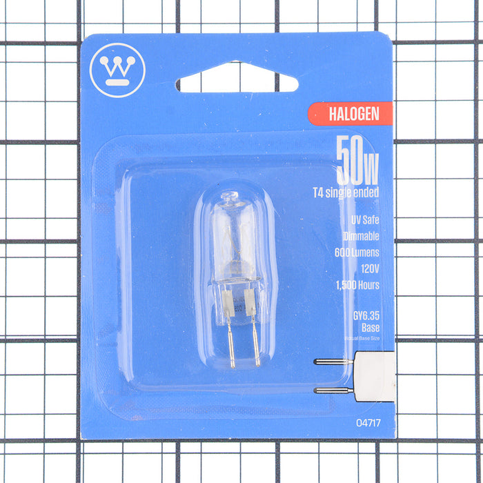 Westinghouse 50W T4 JCD Halogen Clear GY6.35 Base 120V (#0471700)