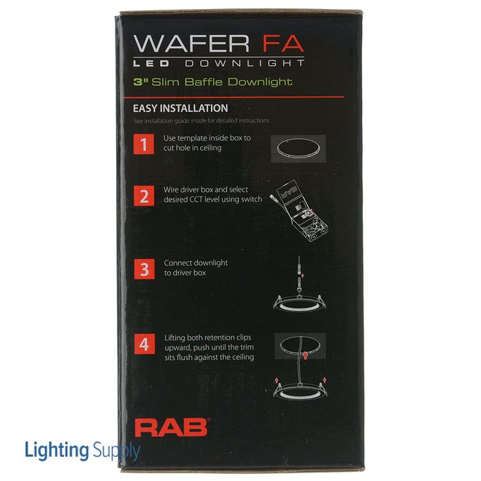RAB Wafer Field Adjustable 3 Inch Round White Baffle 6W 400Lm 90 CRI 5 CCT 120V Triac Dimming (WFRL3R69CCT120WB)