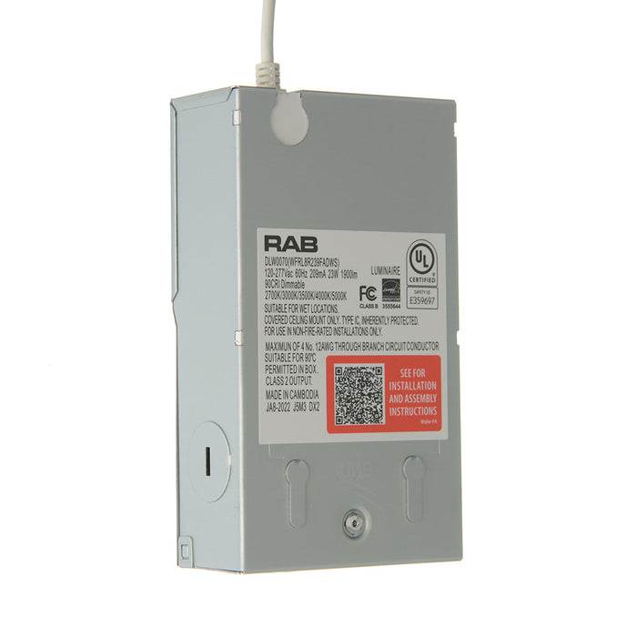 RAB Wafer Field Adjustable 8 Inch Round Plastic W 23W 1800Lm Universal Voltage 5 CCT 90 CRI 0-10V Dimming/Triac Dimming (WFRL8R239FADWS)