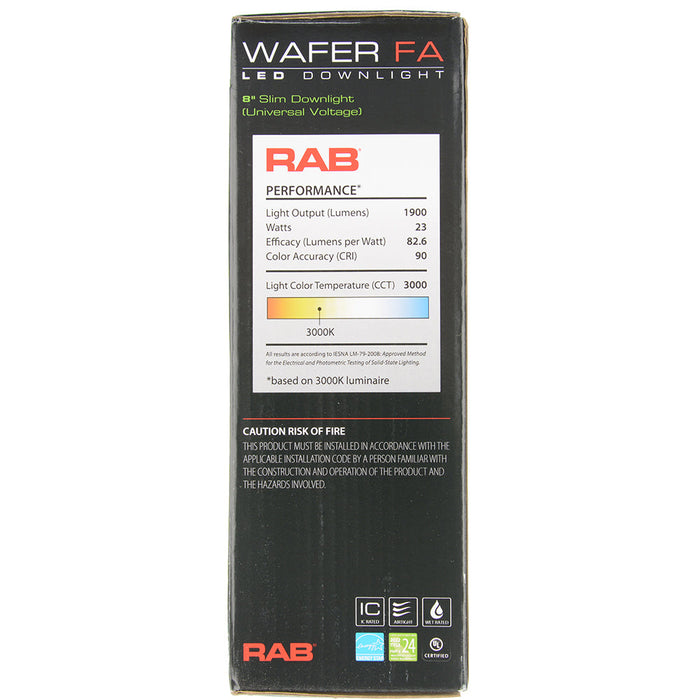 RAB Wafer Field Adjustable 8 Inch Round Plastic W 23W 1800Lm Universal Voltage 5 CCT 90 CRI 0-10V Dimming/Triac Dimming (WFRL8R239FADWS)