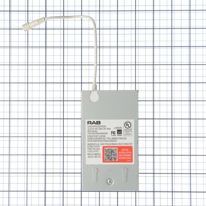 RAB Wafer Field Adjustable 8 Inch Round Plastic W 23W 1800Lm Universal Voltage 5 CCT 90 CRI 0-10V Dimming/Triac Dimming (WFRL8R239FADWS)