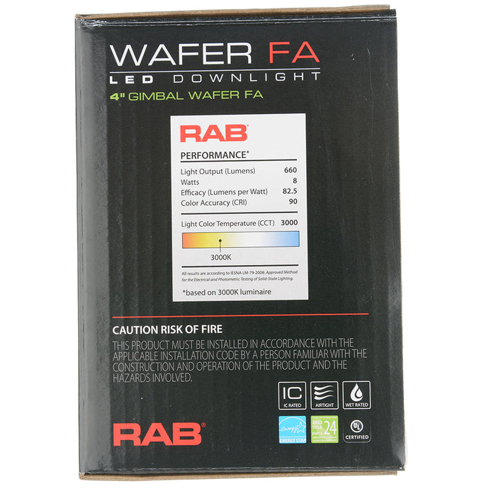 RAB Gimbal Wafer Field Adjustable 4 Inch Round Smooth 9W 650Lm 90 CRI 5 CCT 120V Triac Dimming (WFRLA4R89FA120WS)