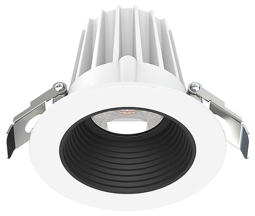 Lotus LED Lights 2 Inch Round Recessed White Trim LED 9W CCT Selectable 2700K/3000K/3500K/4000K/5000K Baffle Black Reflector 36 Degree Air Tight 90 CRI (JXL-COB02-R09W-5CCT-WH-2RR-BF-BK)