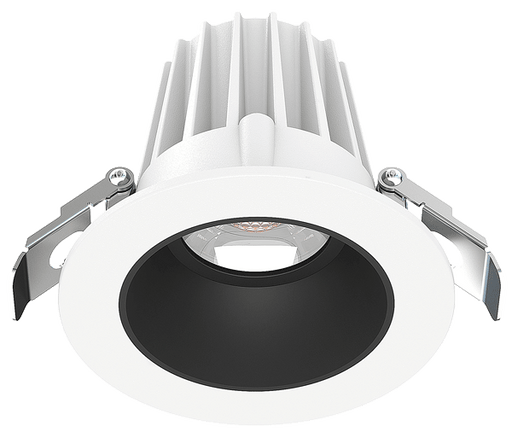 Lotus LED Lights 2 Inch Round Recessed White Trim LED 9W CCT Selectable 2700K/3000K/3500K/4000K/5000K Smooth Black Reflector 36 Degree Air Tight 90 CRI (JXL-COB02-R09W-5CCT-WH-2RR-SM-BK)