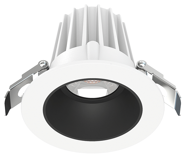 Lotus LED Lights 2 Inch Round Recessed White Trim LED 9W CCT Selectable 2700K/3000K/3500K/4000K/5000K Smooth Black Reflector 36 Degree Air Tight 90 CRI (JXL-COB02-R09W-5CCT-WH-2RR-SM-BK)